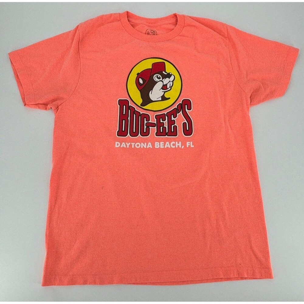 Buc-ees Neon Orange Daytona Beach Tshirt Sz Medium